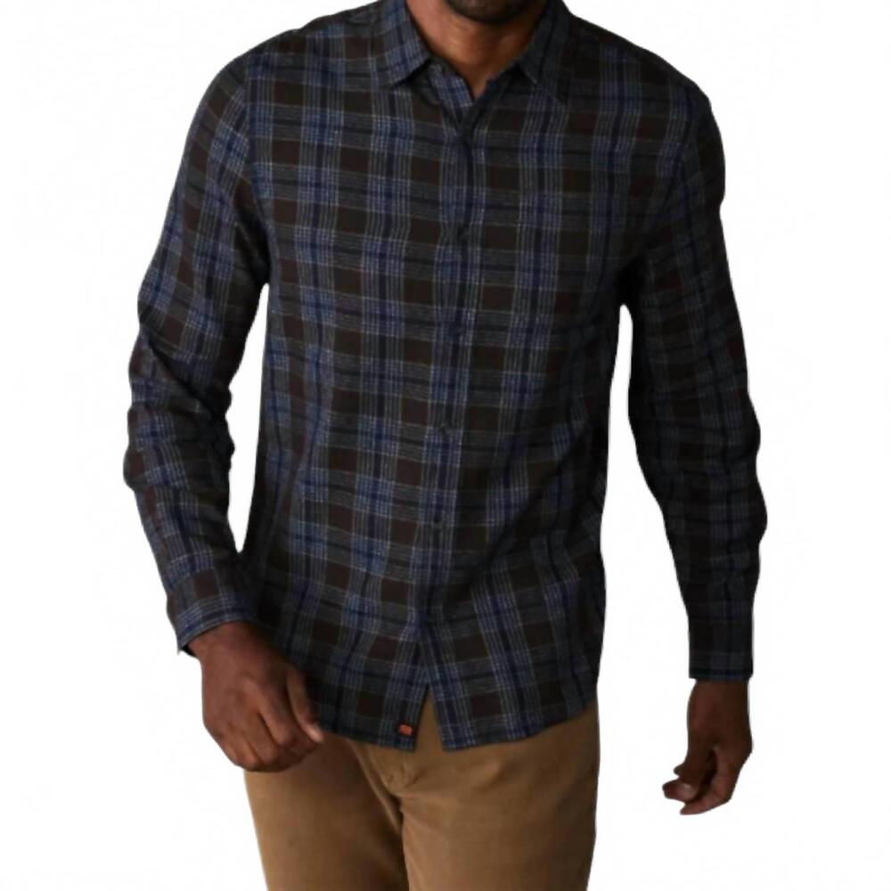 NEW THE NORMAL BRAND nikko plaid shirt in brown